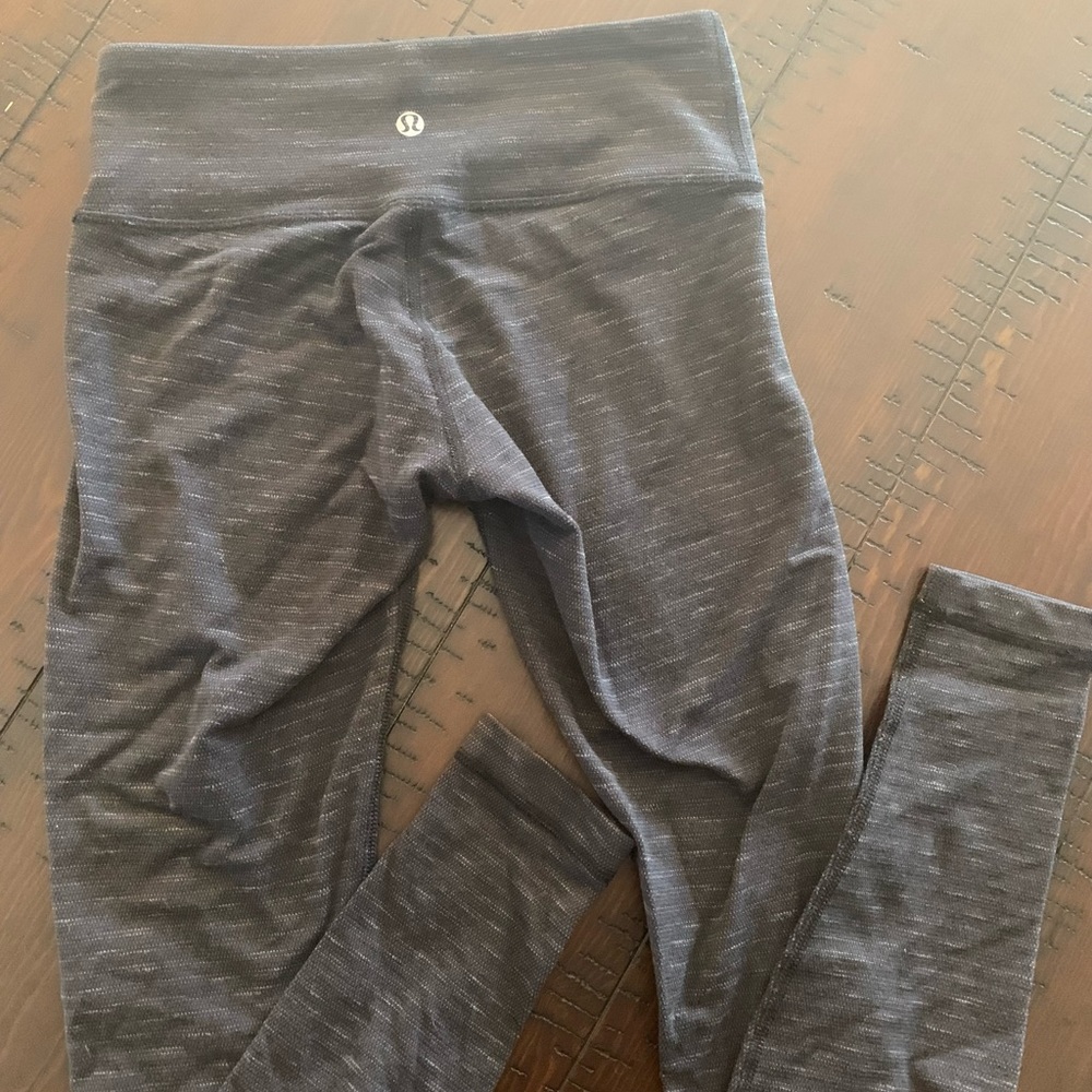 Lululemon leggings, size 6, black with “pinstripes”